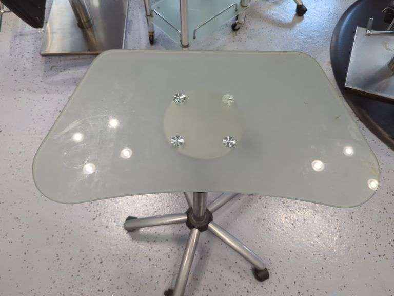 Jewell Adjustable Height Rolling Salon Table with Frosted Glass Top