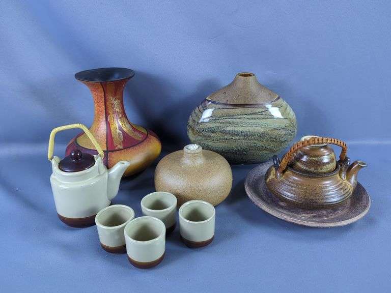 Variety of Vases, Teapots, and Cups