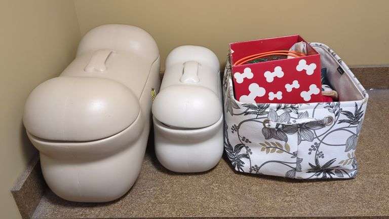 Pet Zone Bone Shaped Storage Containers, Qty 2, Storage Baskets And Assorted Pet Items