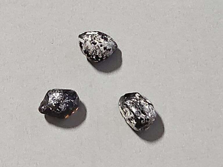 Natural Raw "Apache Tears"/Obsidian Stones, Qty 3, Total weight - .5 oz and Seashell Fossils, Qty 2