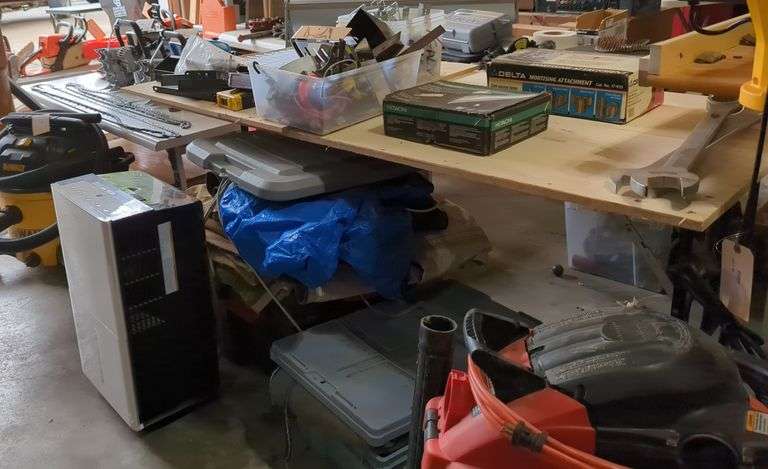Saw Horse Tables, Including Ply Wood Sheet And Saw Horse Pair