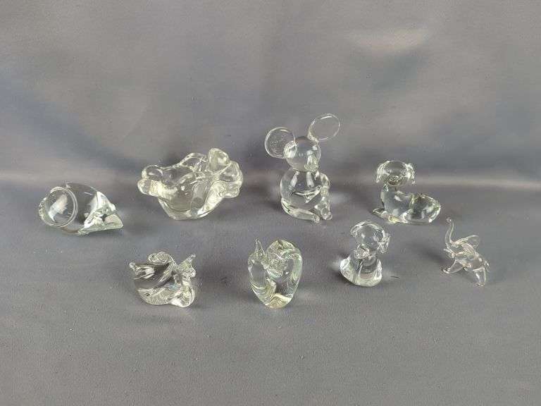 Collection of Clear Glass Animal Figurines