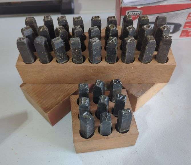 Metal Letter and Number Stamp Set in Wooden Holders