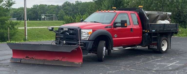 2015 Ford Super Duty F-550 Pickup Truck With Snow Plow And Salt Spreader Attachments, VIN 1FD0X5HT0FEB32576, Miles Showing On Odometer 58,734 , City Of Shawnee, Kansas Surplus, See Details For Video