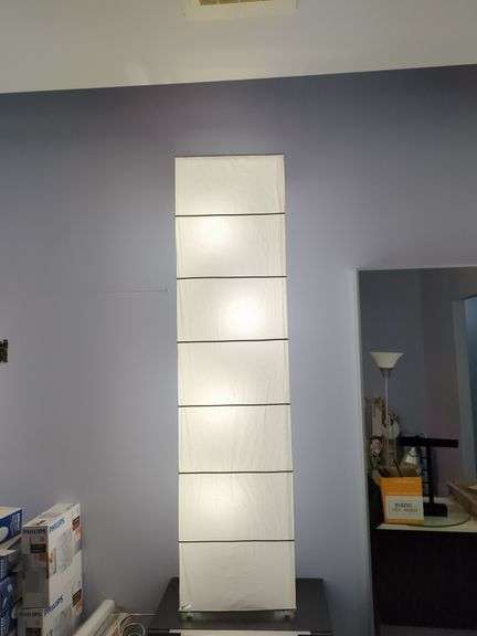 Modern Paper Tall Floor Lamp And Floating Cabinet