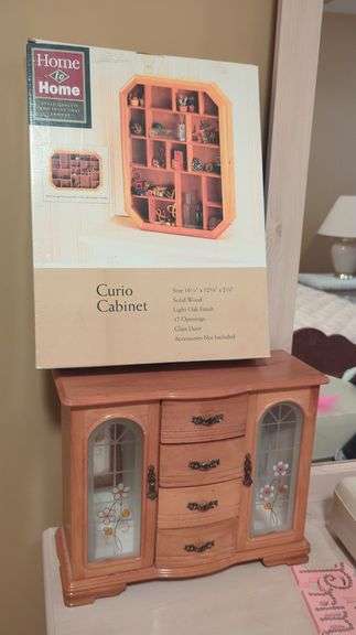 Home to Home Curio Cabinet and Wooden Jewelry Box