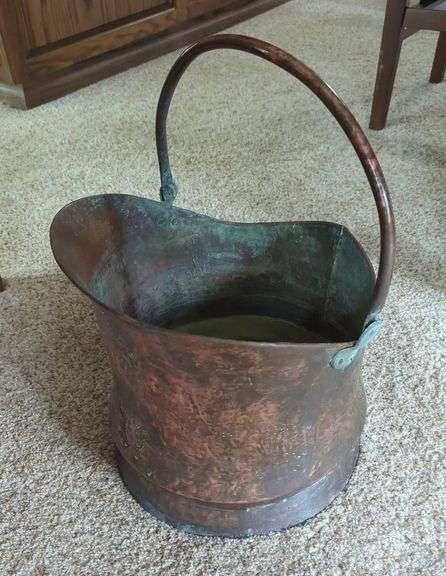 Copper Scuttle Bucket with Handle