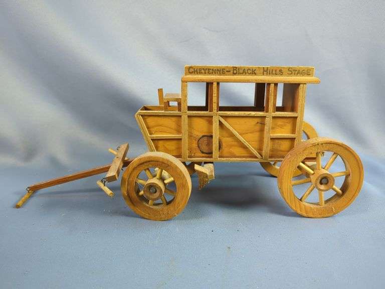 Handcrafted Wooden Covered Wagon and Stagecoach Models