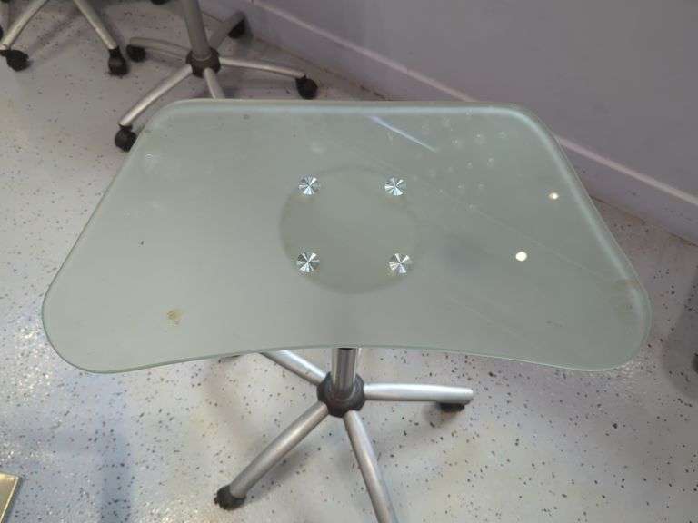 Jewell Adjustable Height Rolling Salon Table with Frosted Glass Top