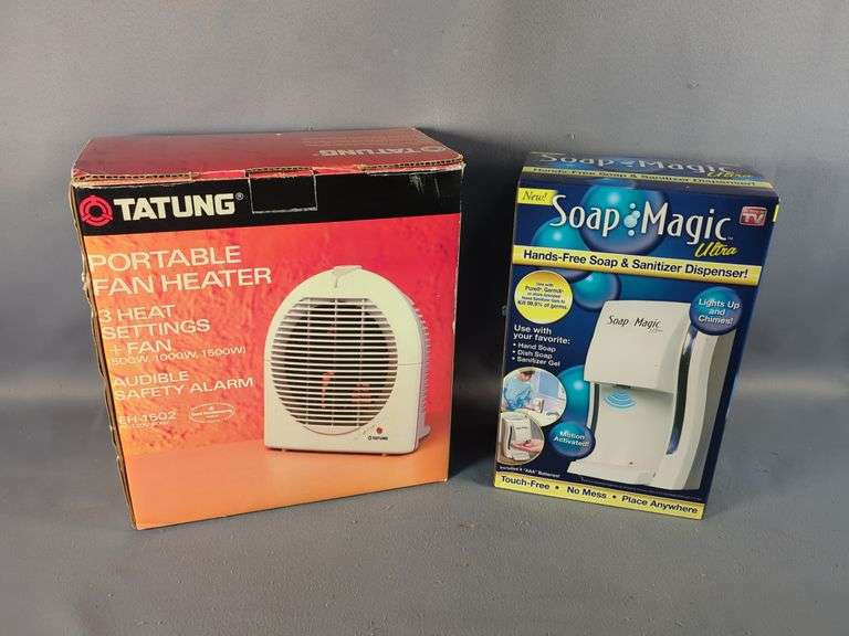 Tatung Portable Fan Heater & Soap Magic Ultra Hands-Free Soap Dispenser