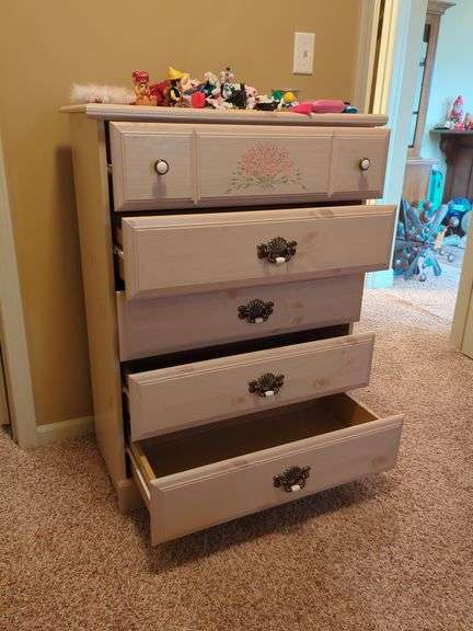 Five Drawer Dresser with Floral Design