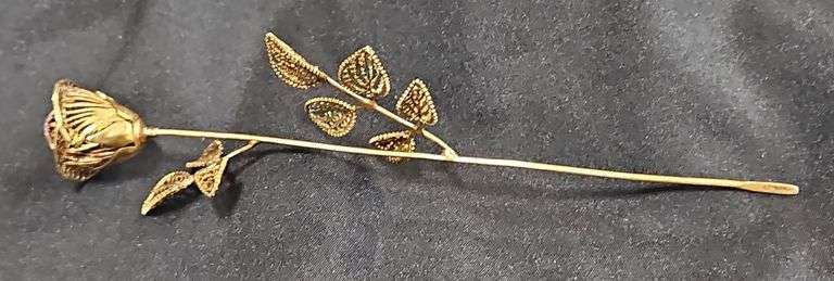 Sterling Silver Gold-Tone Rose Brooch Pin