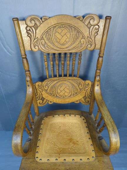 H.B. & W Co. Carved Wood Swivel Desk Chair