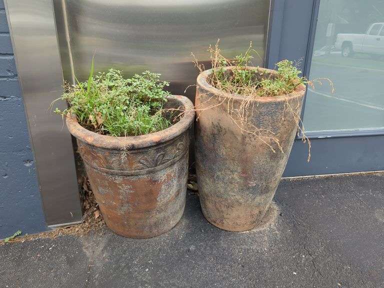 Concrete Outdoor Planters, Qty 3