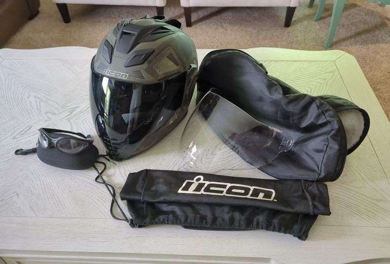 ICON Airflite Blockchain Motorcycle Helmet with Accessories