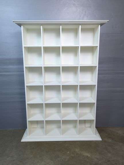 Painted Wood Display Shelf with Sections