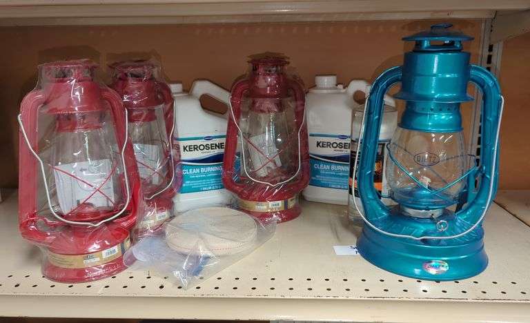 Hurricane Lanterns, Qty 4, Lamp Oil, Kerosene And Wicks