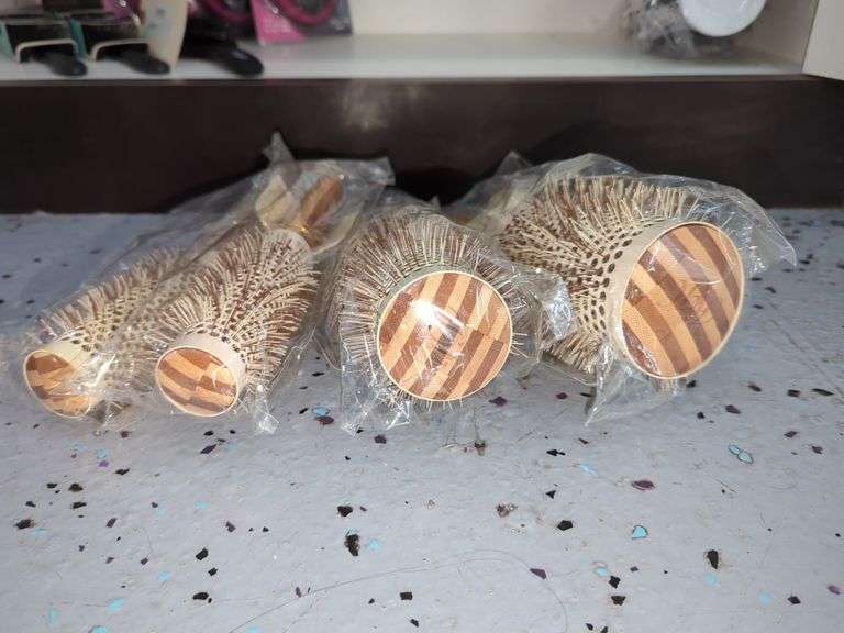 Olivia Garden Ceramic Ionic Bamboo Hair Brushes, Qty 5