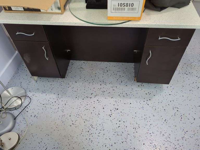 Modern Desk with Storage, Bidder Responsible For Proper Removal, Thursday Pick Up ONLY