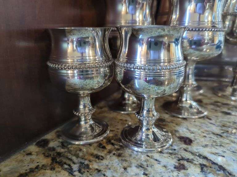 Silver Plated Serving Set with Tray and Goblets And 1982 World's Fair Bell