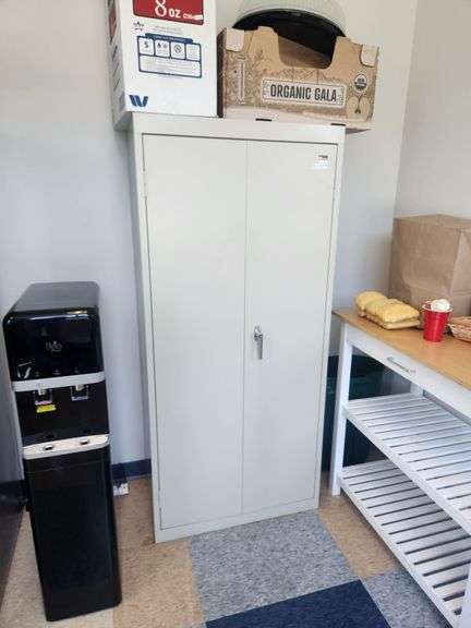 Metal Utility Cabinet with Key, Contents Not Included
