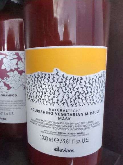 Davines Naturaltech Hair Care, Rebalancing Shampoo, Replumping Shampoo, and Vegetarian Miracle Mask, Qty 4