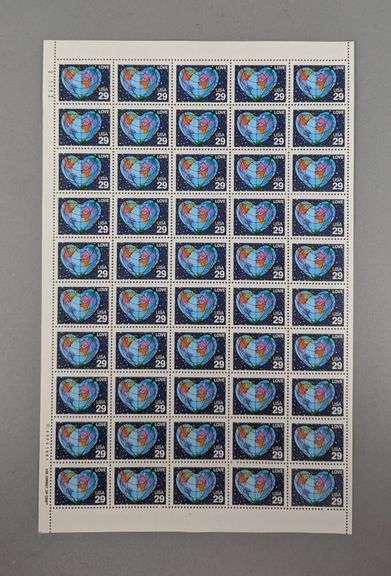 US Postage Stamps: Tulip & Heart-World Sheets