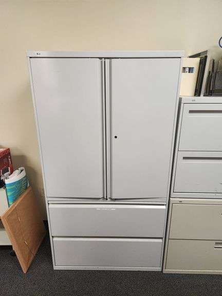 Hon Cabinet with 2-Drawer Storage Bottom, No Key, Contents Not Included