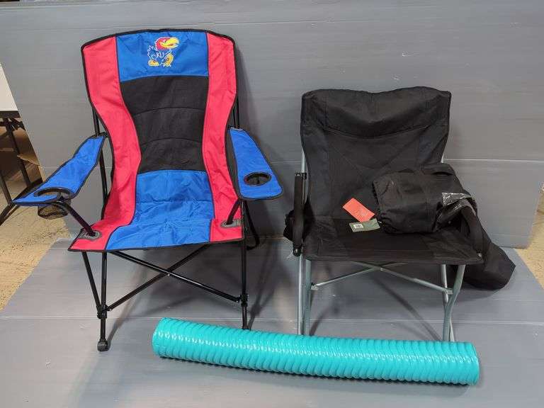 Picnic Time PT-XL Folding Camp Chair, Rawlings Folding KU Jayhawks Folding Camp Chair, And Members Mark Pool Float