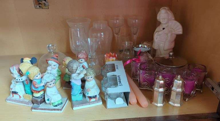 Collectible Figurines, Glassware, Luminarc Candle Holders And More