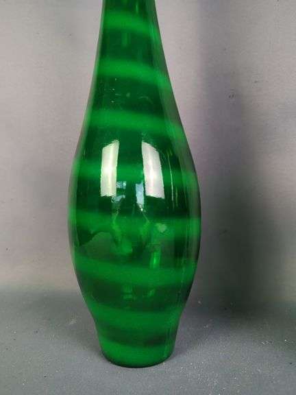 Pair of Green Glass Decanters with Stopper