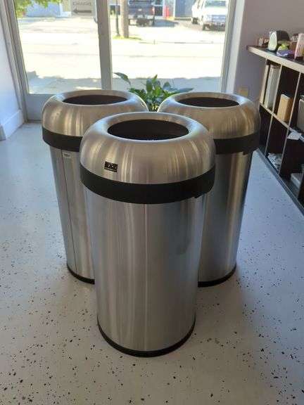 Simplehuman Stainless Steel Commercial Trash Cans, Qty 3
