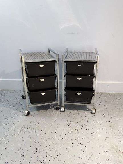 Rolling Three Drawer Storage Carts, Qty 2