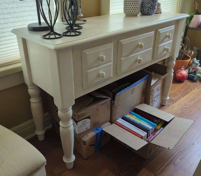 Painted Wood Console Table with Drawers
