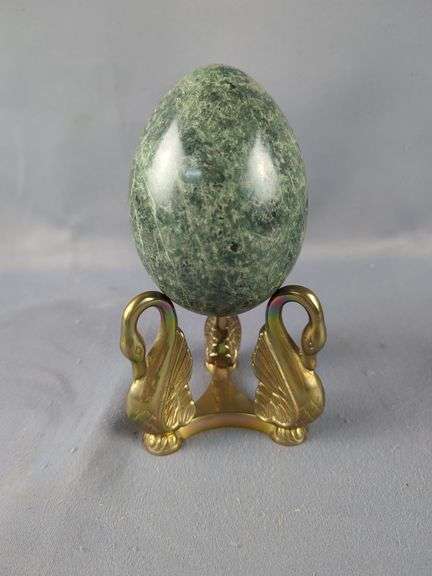 Stone Egg on Swan Base