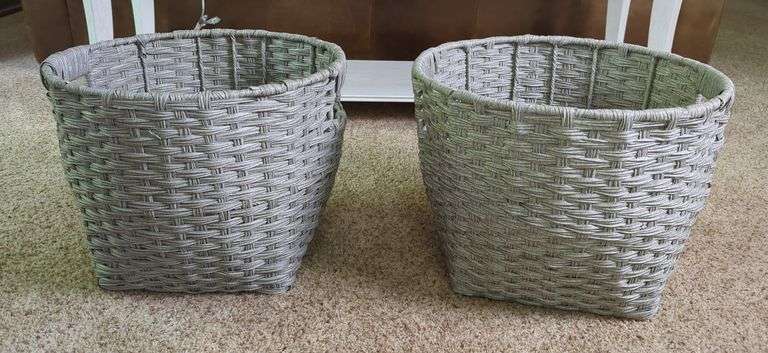 Pair of Woven Storage Baskets - 14" x 18"
