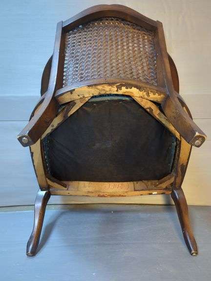 Wicker Back Armchair with Upholstered Seat