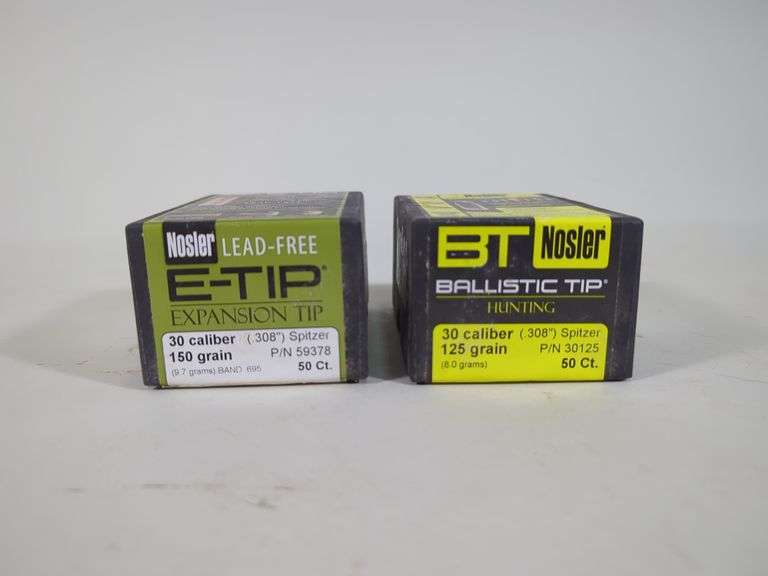 Nosler E-Tip And Ballistic Tip .30 Cal Bullets, Both 50 Count, Both Unopened