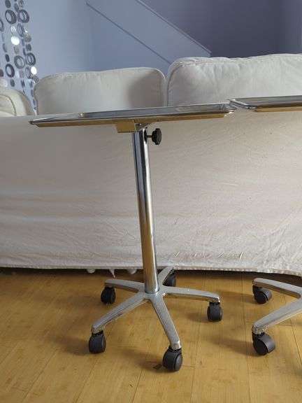 Stainless Steel Rolling Tray Tables, Qty 2, 29"