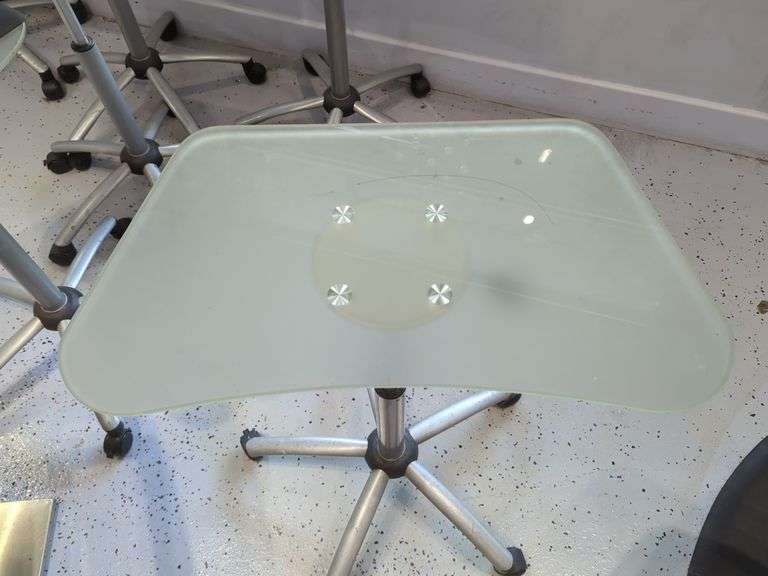 Jewell Adjustable Height Rolling Salon Table with Frosted Glass Top