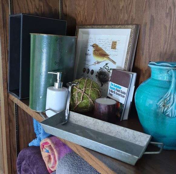 Framed Bird Art, Candle, Soap Dispenser and More