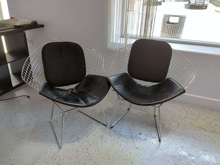 Chrome Frame Diamond Chairs with Cushions, Qty 2