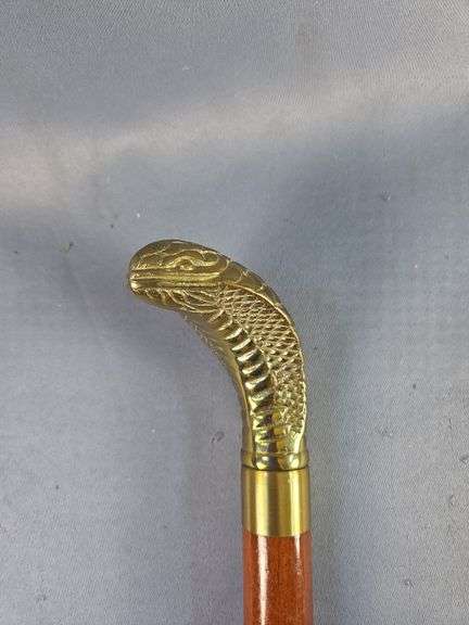 Brass Cobra Head Handled Walking Stick