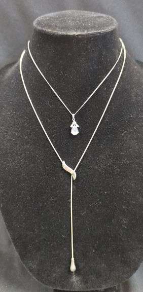 Ladies Silver Toned Necklaces With Pendants, Qty 2