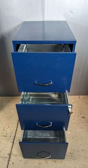 Blue Metal 3-Drawer Filing Cabinet