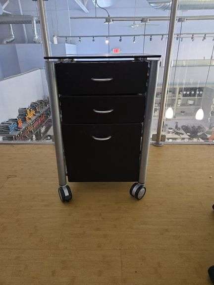 LEDA Tempered Glass Top Rolling Storage Cart