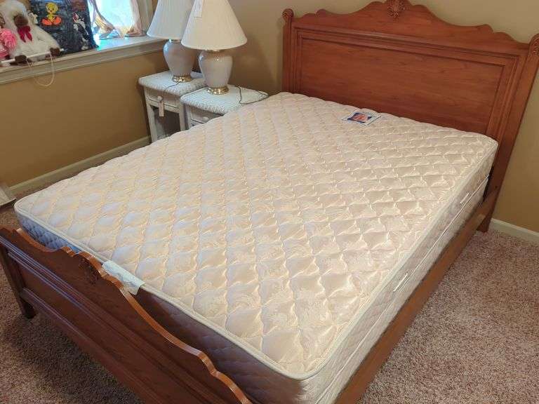 Sealy Posturepedic Full Size Bed with Wood Bed Frame