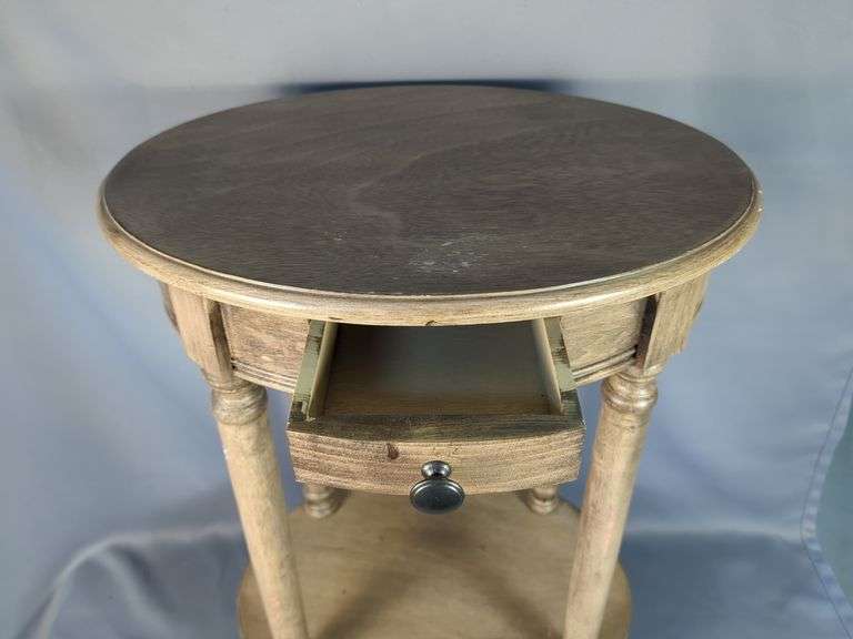 Side Table With Drawer And Bottom Shelf