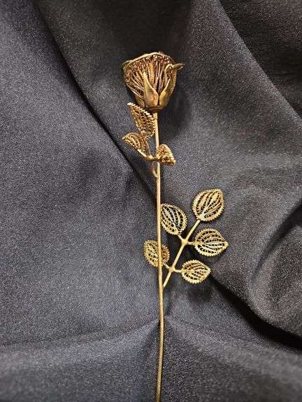Sterling Silver Gold-Tone Rose Brooch Pin