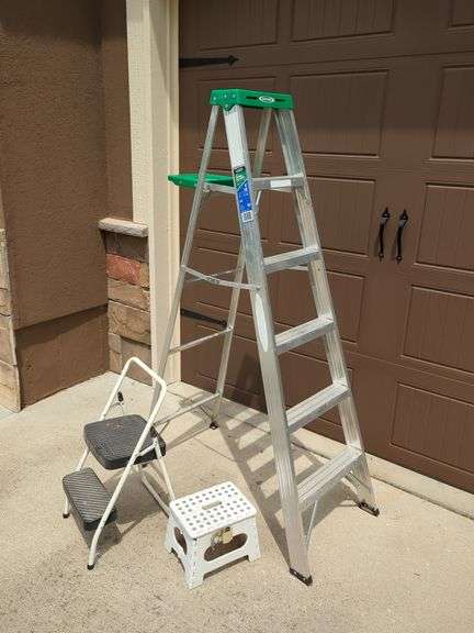 Werner 6-Foot Ladder, Cosco Step Stool and Small Folding Stool - Lot of 3